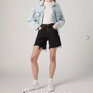 Levi’s 511 Highrise Black Long Shorts Jorts Raw Hem Cotton Size 32